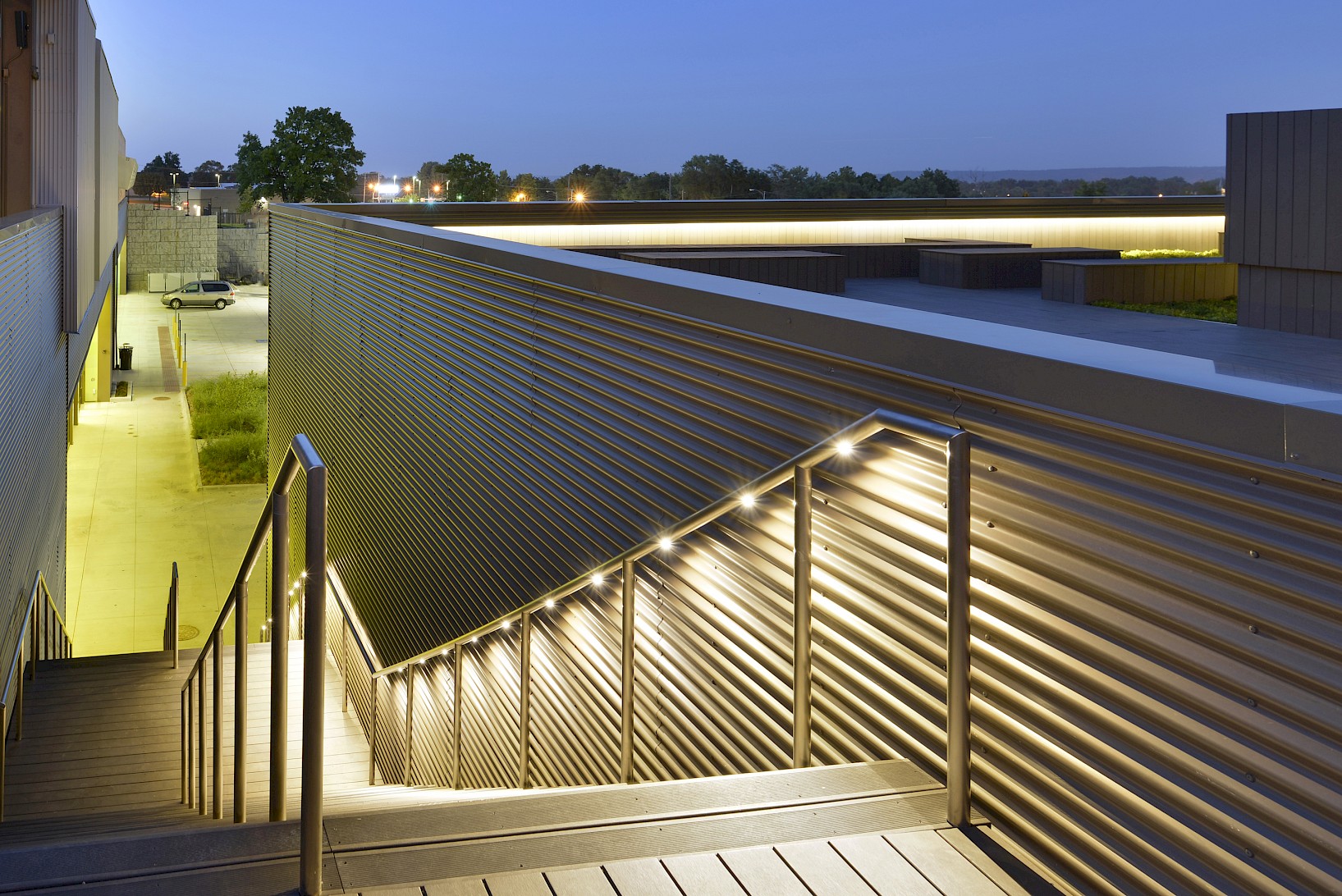 Post Mounted Stainless Steel Handrail with LED Pods