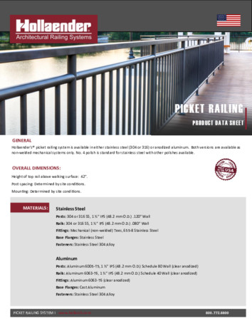 Picket Railing Product Data Sheet